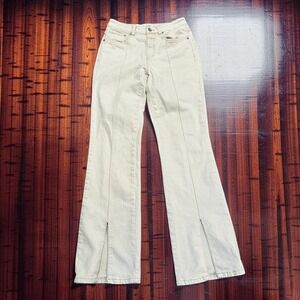 CLOSED Leaf High Rise Flare Jeans Cream Front Seam Slit Hem Women 27 Made Italy